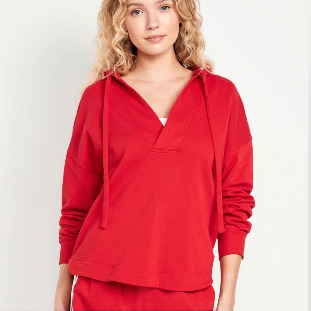 Old Navy SoComfy Oversized Tunic Terry Sweatshirt Scotty Red